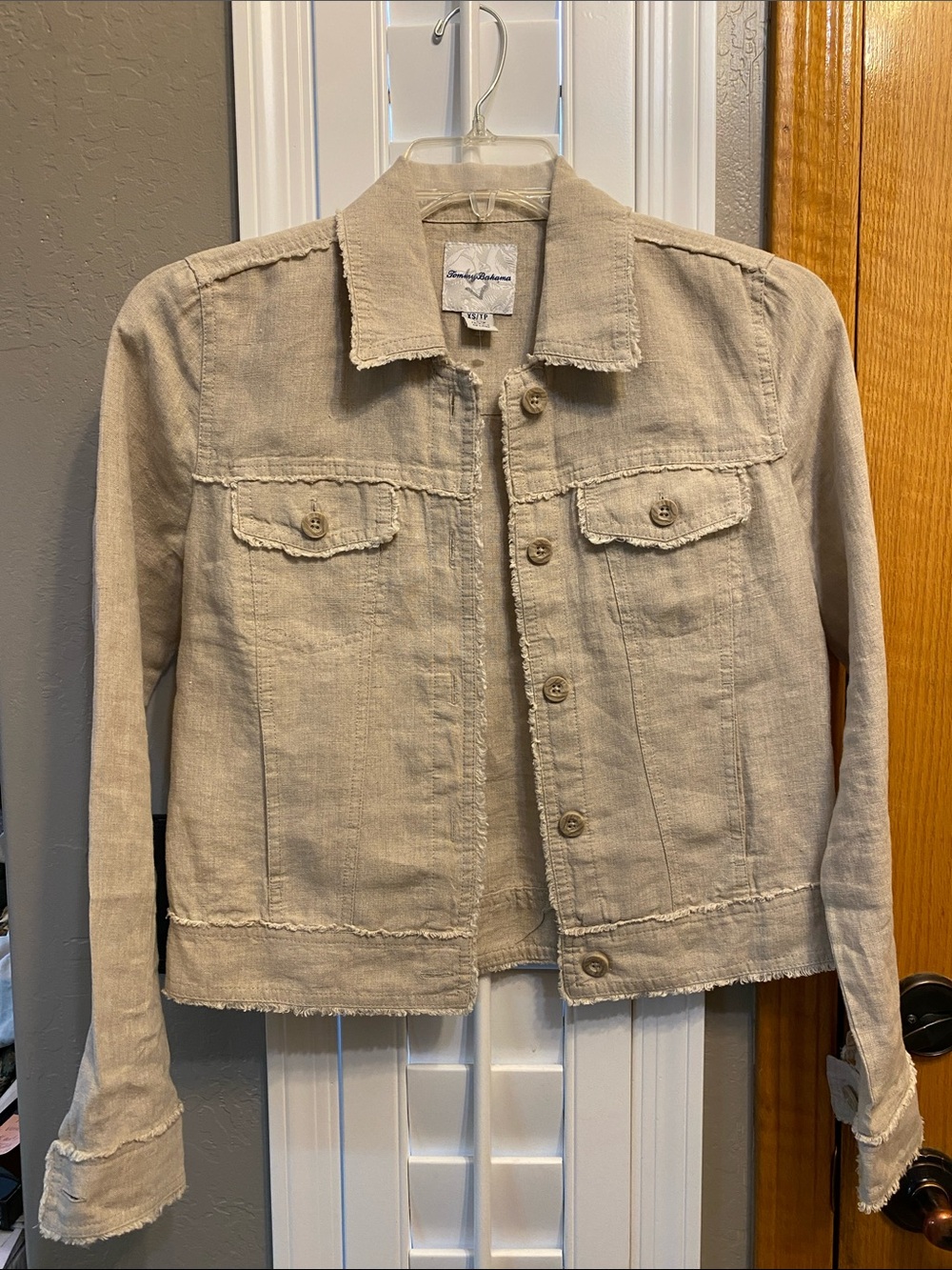 BNWNT Tommy Bahama Two Palms Linen Raw-Edge Jacket size XS Petite